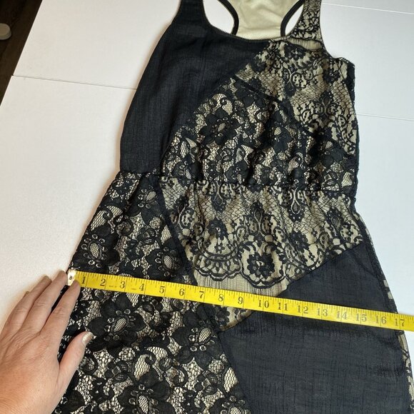 Collective Concepts Womens Dress Black Lace Frayed Hem Metal Zipper Trim Sz S - Picture 8 of 9